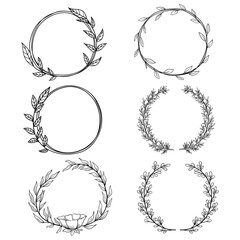 set of floral frame or border with hand drawing style