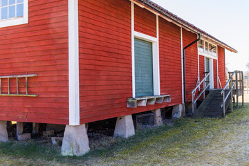 Old abandoned warehouse for the railway
