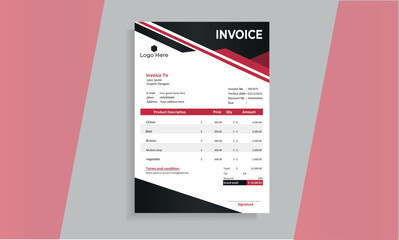 Red Business Style Invoice