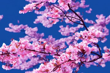 Obraz premium Cherry Blossoms Full Bloom Spring Seamless Texture Pattern Tiled Repeatable Tessellation Background Image 