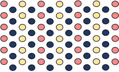 background with circles, Yellow, pink and blue polka dot repeat pattern, replete image, design for fabric printing or wallpaper
