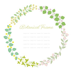 蔓植物 花木 丸フレーム ボタニカル 円形