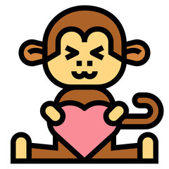 monkey filled outline icon style