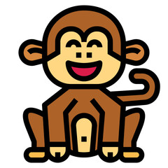 monkey filled outline icon style