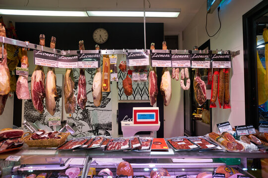 MADRID, SPAIN - CIRCA JANUARY, 2020: various meat products marketed at the store in Madrid