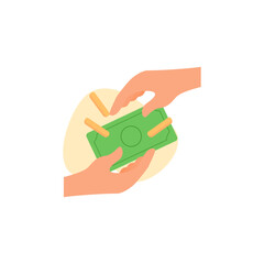 Hands gestures illustration. Character hands giving money concept. Charity Vector illustration.