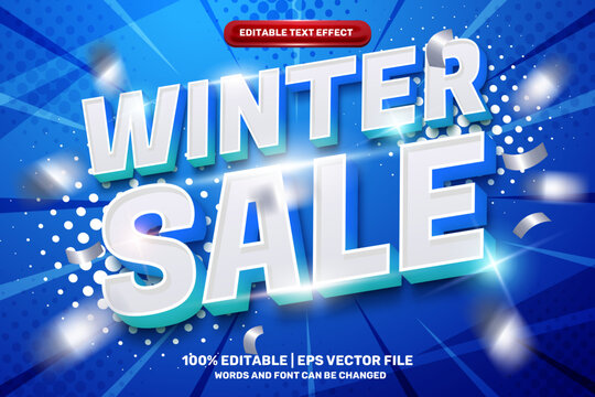 blue winter sale editable text effect
