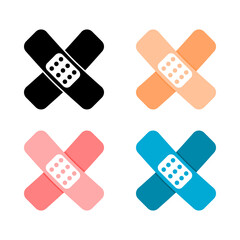 Set adhesive plaster bandage elastic medical tape drawing doodle icon flat vector design.