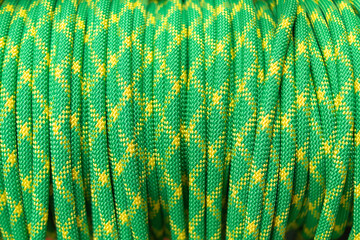Green climbing rope as background, pattern, texture