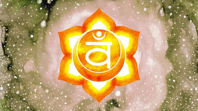 7 Chakra color rainbow logo symbol icon reiki mind spiritual health healing holistic energy lotus mandala watercolor painting art illustration design universe background stop motion 4k animation