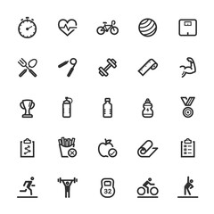 Icon set - Fitness and exercise line icon