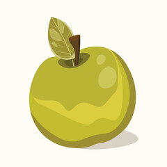 Apple icon isolated on white background. Natural delicious fresh ripe tasty fruit. Template vector illustration for packaging, banner, card and other design. Green apples with leaves. Food concept
