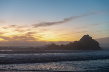 An orange sky following a beautiful sunset at Pfeiffer beach. Big Sur, California