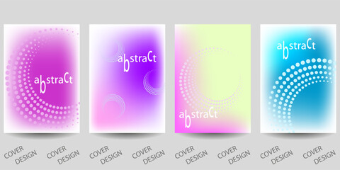 Trendy template for design cover, poster, flyer. Layout set for sales, presentations. Colorful background in vibrant gradient colors and halftone spirals. Vector.