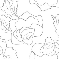 Seamless pattern based on traditional folk art flowers ornaments. Black and white floral background. Scandinavian style. Sweden nordic style. Vector illustration. Simple minimalistic pattern
