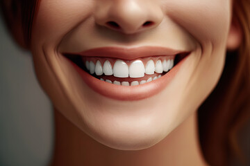 A close-up shot of a radiant smile with flawless teeth. AI-Generated