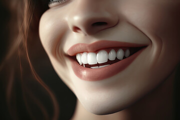 Fototapeta premium A beaming smile with impeccable teeth captured in close-up. AI-Generated