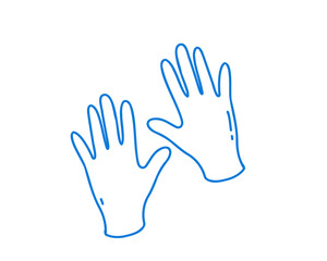 Disposable gloves, doodle style vector illustration