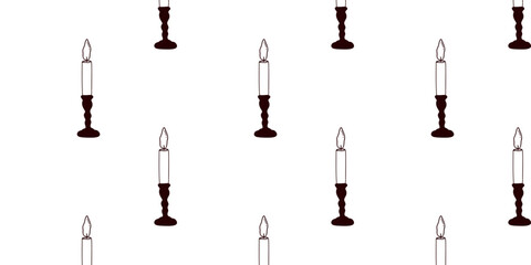 Seamless pattern with a candlestick with a candle. Doodle vector illustration