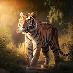 Fototapeta premium fierce bengal tiger in the jungle
