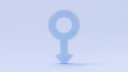 Blue male gender symbol. On blue background. Minimal idea concept. 3d render.
