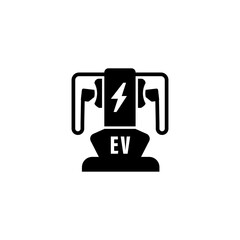 silhouette electric vehicle charging station sign logo design template. flat EV charger symbol sign logo design vector with modern and simple styles isolated on white background