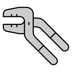 Adjustable construction tongs - icon, illustration on white background, grey style