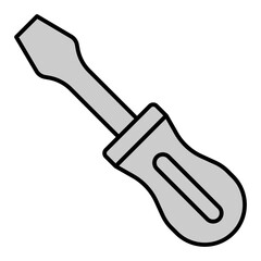 Construction screwdriver - icon, illustration on white background, grey style