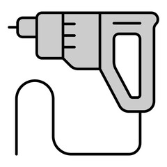 Electric drill - icon, illustration on white background, grey style