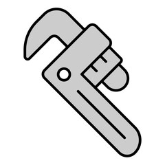 Straight pipe wrench - icon, illustration on white background, grey style
