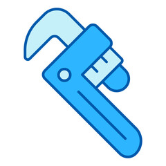 Straight pipe wrench - icon, illustration on white background, color style