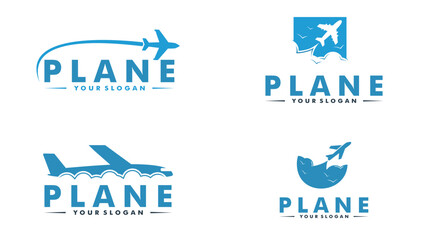 Set of airplane and travel logo, icon and symbol vector template