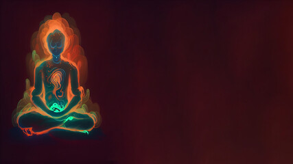 Yoga meditation practice background, digital illustration, can be used for banner, healthy marketing campaign, by generative AI
