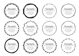 フリーハンドでサインペンで描いたフレームのセット