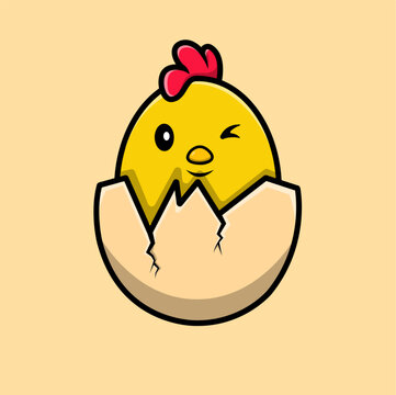 Cute Chicken  Cartoon Vector Icon Illustration. Animal Nature Icon Concept Isolated Premium Vector. Flat Cartoon Style