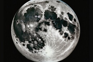 a full moon in close up against a dark background in January 2011. Generative AI