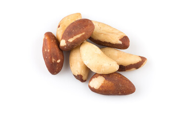 Brazil nuts on white close up
