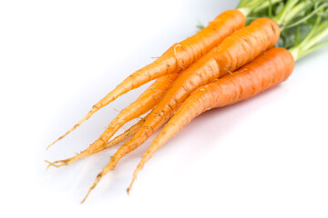 fresh carrots isolated on white background