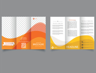 Trifold brochure with yellow waves business brochure