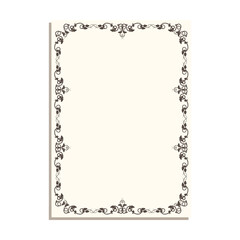 Rectangular frame with vines and leaves for decorative design of book pages, diplomas and certificates in A4 format. Minimalistic vector isolated on white