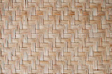 Textures with wooden boards, bamboo sticks and wicker. Bamboo plank wicker texture background.
