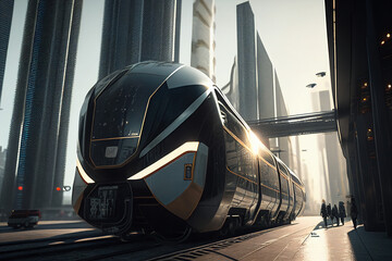 Fototapeta premium Public transport illustration, artificial ai generated