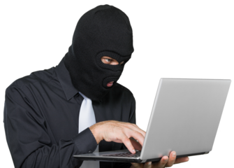 Portrait of a Thief Using Laptop