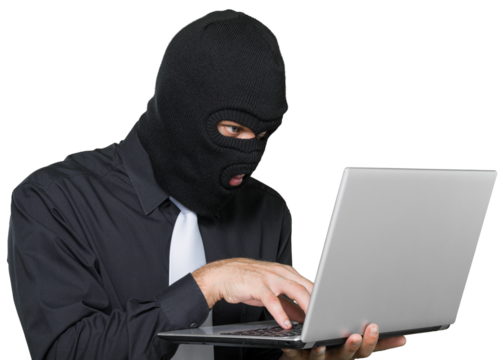 Portrait of a Thief Using Laptop