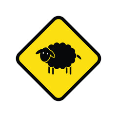 Animal crossing road sign icon design. Sheep Traffic Sign Warning. Road Sign In Transport. Warning Sheep Road Sign. isolated on white background