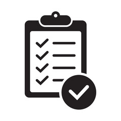 Clipboard with check mark icon isolated on background. Checklist sign symbol for web site and app design.