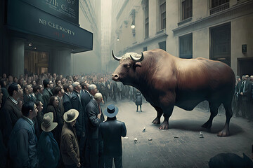 When Bulls Turn Bearish: The Turmoil of a Stock Market Crash - obrazy, fototapety, plakaty