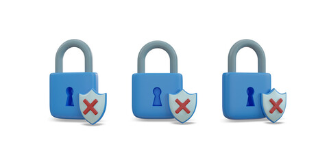 locked padlock icon. Security data concept. clipping path. 3D rendering.