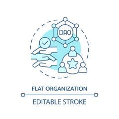 Flat organization turquoise concept icon. Network management. DAO characteristic abstract idea thin line illustration. Isolated outline drawing. Editable stroke. Arial, Myriad Pro-Bold fonts used