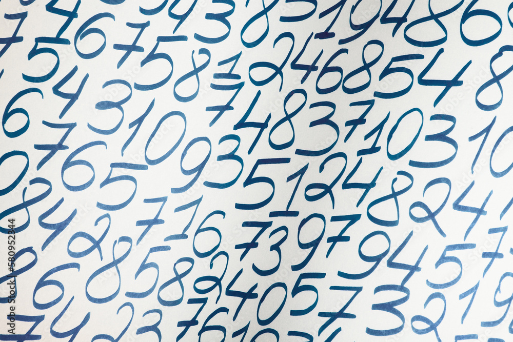 Poster background of numbers. from zero to nine. finance data concept. mathematic. seamless pattern with nu